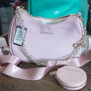 Bebe Light Pink Crossbody Bag with Gold Accents NWT